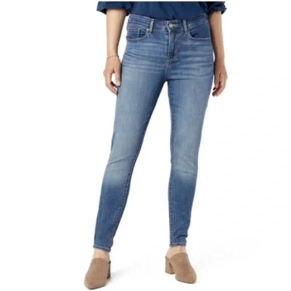 Signature by Levi Strauss Skinny Jeans Mid Rise Denim Blue Size 10 Short 10S - Picture 1 of 16